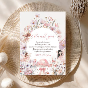 Carte De Remerciements Fée Champignon Floral Premier Anniversaire