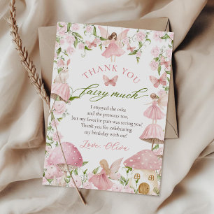 Carte De Remerciements Fée champignon magique rose Anniversaire