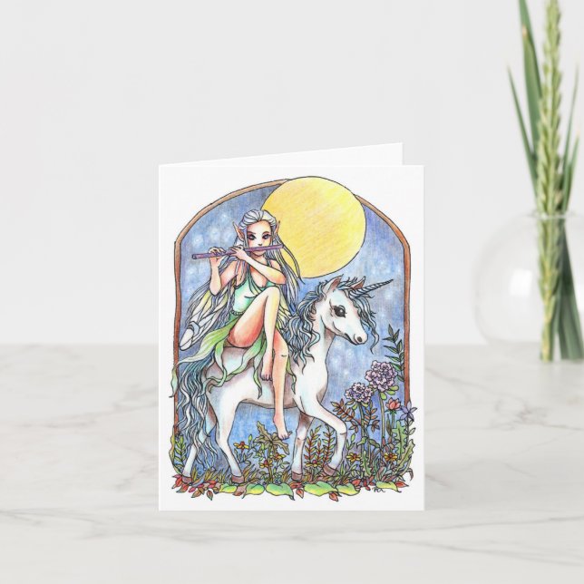 Carte De Remerciements Fée et licorne (Devant)