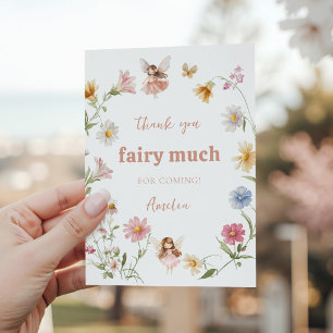 Carte De Remerciements Fée Fleur Sauvage Colorée Fille 1er Anniversaire