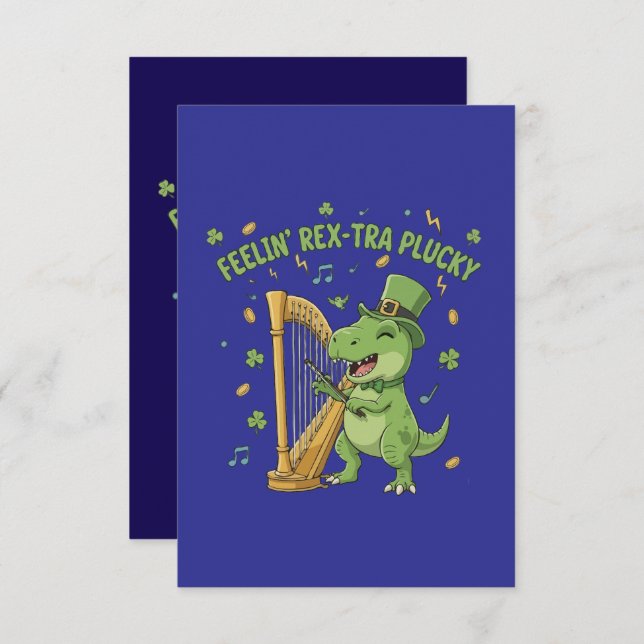 Carte De Remerciements Feelin' Rex-tra Plucky Funny St. Patrick's Day   (Devant / Derrière)