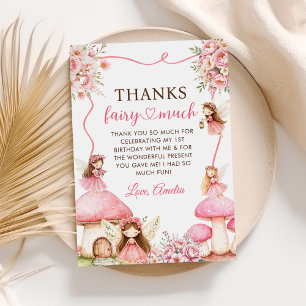 Carte De Remerciements Fées Fleurs Filles 1er Anniversaire