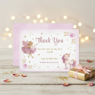 Carte De Remerciements Fées Magiques et Filles Licornes