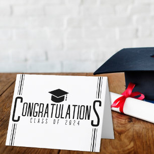 Carte De Remerciements Félicitations Blanc & Noir Promotion de Diplômés