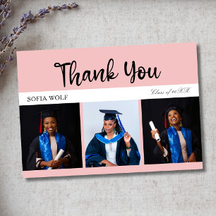 Carte De Remerciements Félicitations de fin d'études Rose Pâle Trois Phot