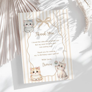 Carte De Remerciements Félicitations de naissance de chat Kitty aquarelle