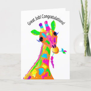Carte De Remerciements Félicitations, Giraffe Colorée, Kaleidoscope