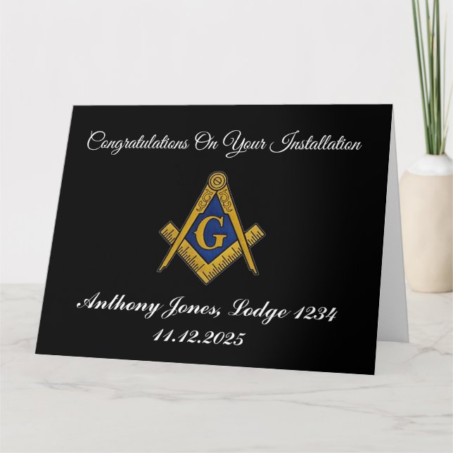 Carte De Remerciements Félicitations Installation Master Mason (Devant)
