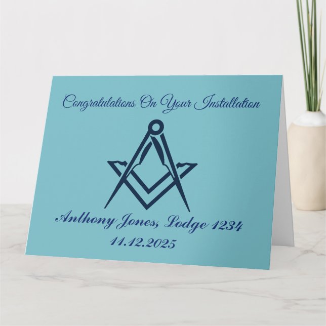 Carte De Remerciements Félicitations Installation Master Mason (Devant)