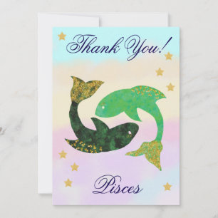 Carte De Remerciements Félicitations pour l'anniversaire des Poissons pei