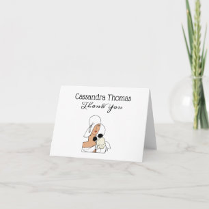 Carte De Remerciements Femme Art Déco vintage avec fleurs portant Casquet