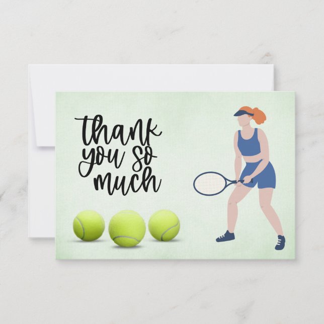 Carte De Remerciements Femme de tennis avec balle de tennis (Devant)