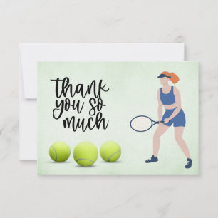 Carte De Remerciements Femme de tennis avec balle de tennis