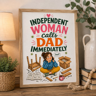Carte De Remerciements Femme Indépendante Appelle Papa Immédiatement