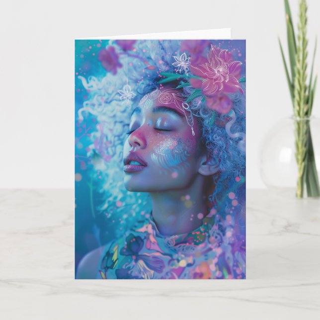 Carte De Remerciements *~* Femme magique SC4 Ésotérique BLANC (Devant)