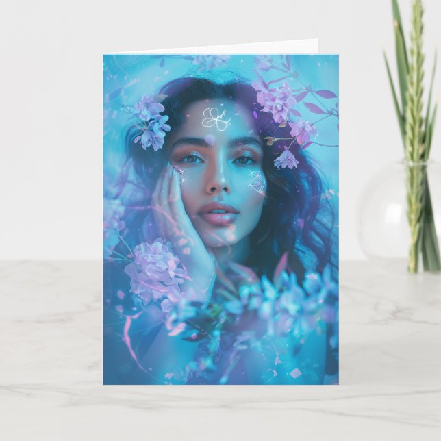 Carte De Remerciements *~* Femme magique SC4 Ésotérique blanc de joue (Devant)