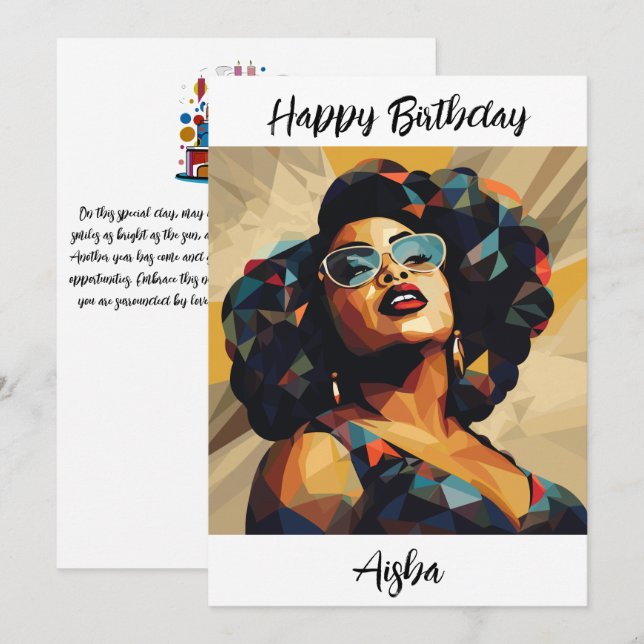 Carte De Remerciements Femme noire : Artistérie cubiste (Devant / Derrière)