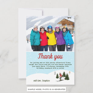 Carte De Remerciements Femmes de ski Séjour d'anniversaire Photo personna