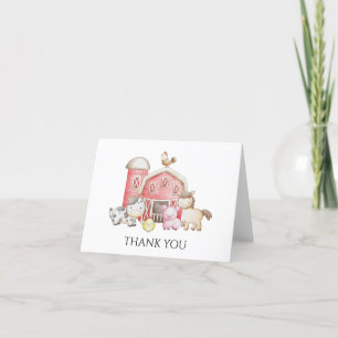 Carte De Remerciements Ferme anniversaire animal mignon