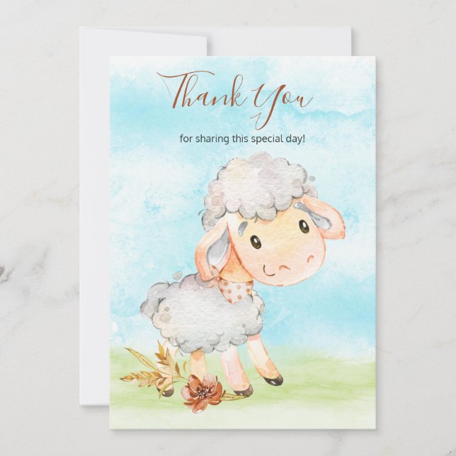 Carte De Remerciements Ferme de moutons d'aquarelle (Devant)