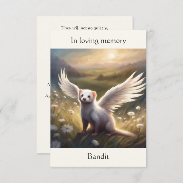 Carte De Remerciements Ferret Memorial Poem Angel Wings Ajouter le nom Ch (Devant / Derrière)
