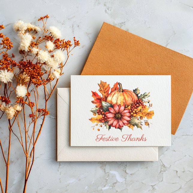 Carte de remerciements festive avec bouquet de cit (Créateur téléchargé)