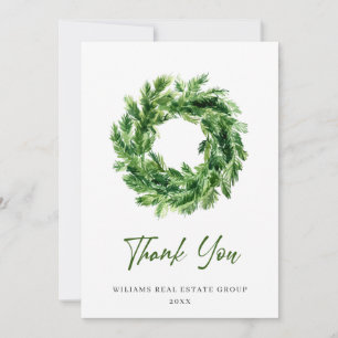 Carte De Remerciements Festive Pine Branch Wreath Christmas Holiday
