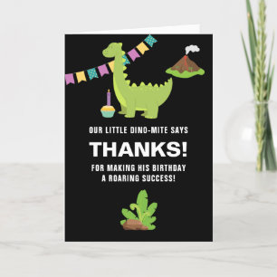 Carte De Remerciements Fête à thème dinosaure noir et blanc pour 1er anni