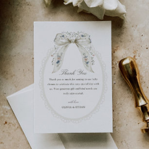 Carte De Remerciements Fête bébé Cottage au ruban floral