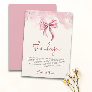 Carte De Remerciements Fête bébé fille arc-en-ciel rose Coquette Cream