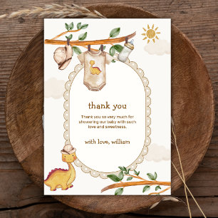 Carte De Remerciements Fête bébé garçon Boho Jungle Dinosaure Linge de ma