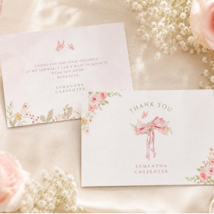 Carte De Remerciements Fête bébé jardin Coquette Arc floral rose