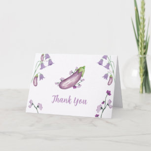 Carte De Remerciements Fête bébé Jardin de printemps floral Aubergine vio