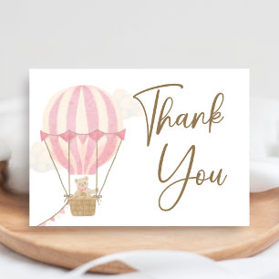 Carte De Remerciements Fête bébé ours bohème rose 