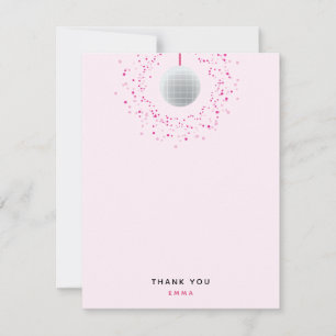 Carte De Remerciements Fête Boule Disco Danse Rose Noir Personnalisée