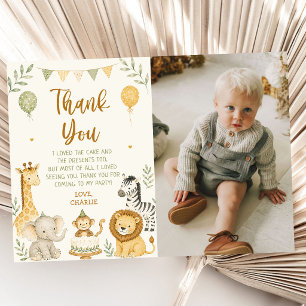 Carte De Remerciements Fête d'animaux de safari de jungle sauvage Photo d