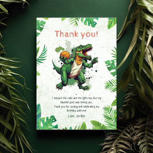 Carte De Remerciements Fête d'anniversaire 1ère année de dinosaure
