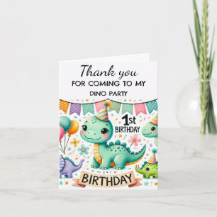 Carte De Remerciements Fête d'anniversaire 1ère année garçon dinosaure Mi
