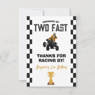 Carte De Remerciements Fête d'anniversaire 2 ans ATV Quad 4 roues