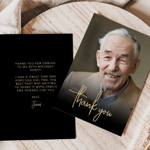 Carte De Remerciements Fête d'anniversaire 80 ans avec photo personnalisé