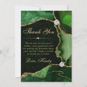 Carte De Remerciements Fête d'anniversaire à paillettes fausses agate ver