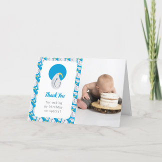 Carte De Remerciements Fête d'anniversaire Albatros Bleu et Blanc