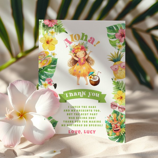 Carte De Remerciements Fête d'anniversaire Aloha Luau Tropical (Créateur téléchargé)