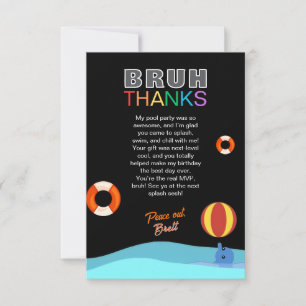 Carte De Remerciements Fête d'anniversaire au bord de la piscine Bruh
