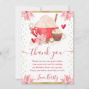 Carte De Remerciements Fête d'anniversaire au cacao fouetté rouge