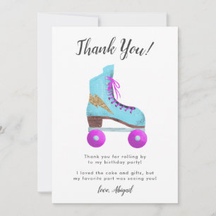 Carte De Remerciements Fête d'anniversaire au patin à roulettes vintage