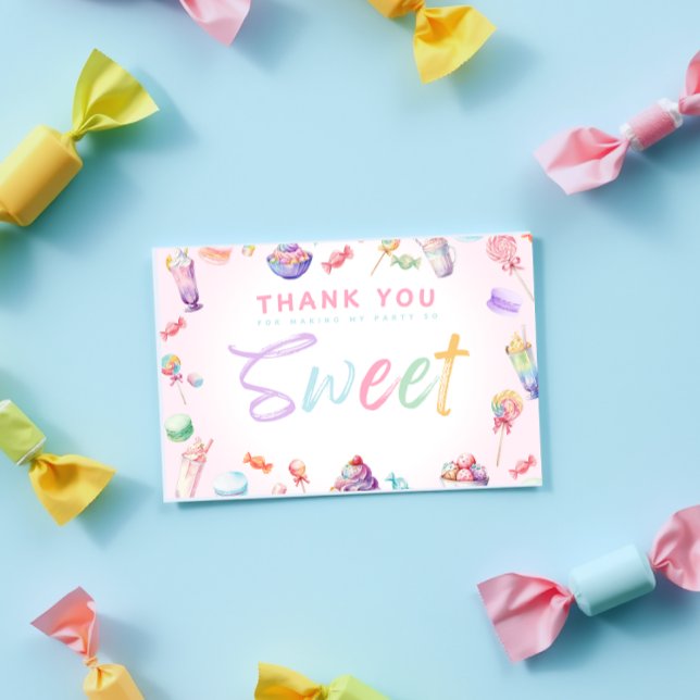 Carte De Remerciements Fête d'anniversaire au pays des bonbons aux couleu (Créateur téléchargé)