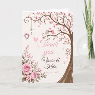 Carte De Remerciements Fête d'anniversaire aux fleurs rose tendre