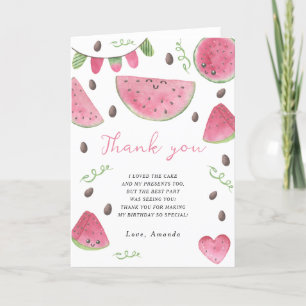 Carte De Remerciements Fête d'anniversaire aux pastèques à l'aquarelle me