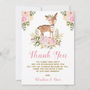 Carte De Remerciements Fête d'anniversaire Baby Shower Cerf de la Forêt F